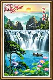 流水生财山水风景画