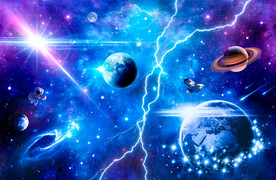 太空星球闪电雷电宇宙星光背景