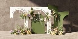 白绿婚礼迎宾区 草图大师su模