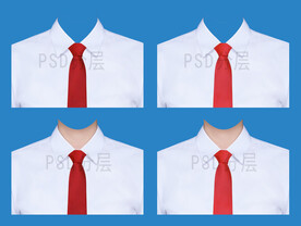 女白衬衫红领带衣服素材psd