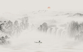 山水风景画背景墙