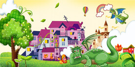 卡通恐龙背景墙