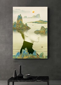 抽象创意美女山水装饰画