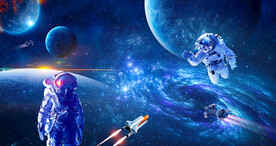 蓝色星空宇航员