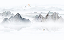 抽象水墨山水画背景墙画