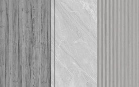 中式格栅木纹水墨山水画背景墙