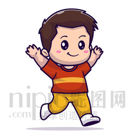 可爱卡通小男孩奔跑矢量素材