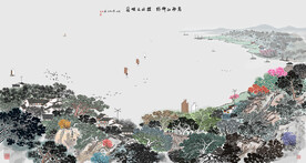 水墨画江南水乡小桥流水