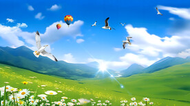 蓝天白云风景画