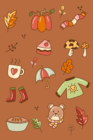 矢量秋季扁平元素