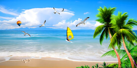 蓝天白云沙滩大海