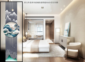 高清分层透明底屏风玻璃打印图