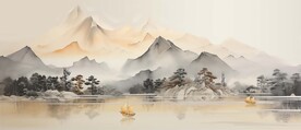 中国传统国画山水装饰画