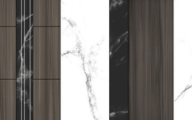 现代风抽象几何大理石拼花电视墙