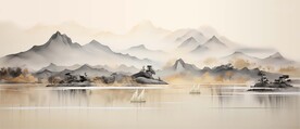新中式水墨山水画