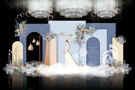 蓝色简约婚礼背景