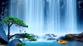 迎客松瀑布背景