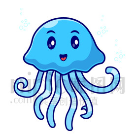 可爱卡通水母插画素材