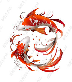 高清分层手绘鲤鱼图