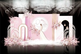 粉色简约婚礼背景