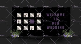 高级秀场风黑色紫色婚礼照片墙