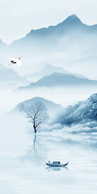 蓝色 中式简约玄关 tif分层