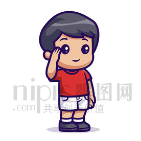 可爱卡通小男孩敬礼