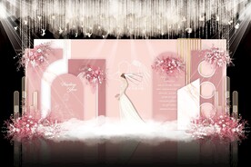 粉色简约婚礼背景