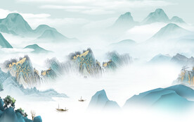 爆款 现代背景山水 TIf分层