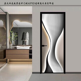 高清分层轻奢平开门打印图