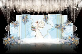 蓝色简约婚礼背景