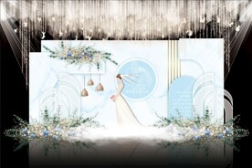 蓝色简约婚礼背景