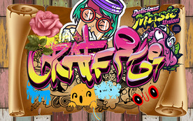 个性木板涂鸦玫瑰花工装背景墙