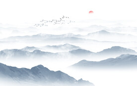 现代山水沙发背景墙