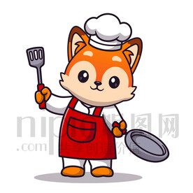 可爱卡通厨师小狐狸