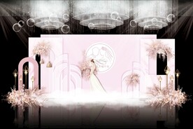 粉色简约婚礼背景