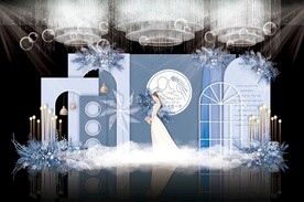 蓝色简约婚礼背景