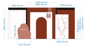 中式婚礼舞台背景板
