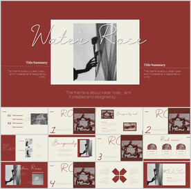 大气创意商务红色玫瑰ppt模板