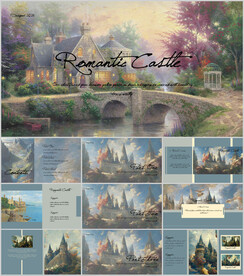 油画城堡唯美ppt模板