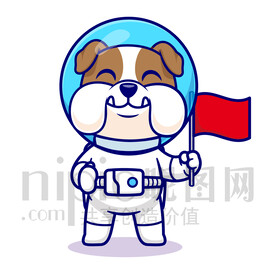 可爱卡通宇航员癞皮狗