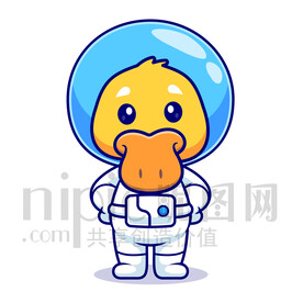 可爱卡通宇航员鸭子