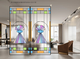 高清分层透明底屏风玻璃打印图