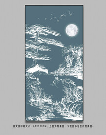 新中式山水装饰画竖幅水墨画