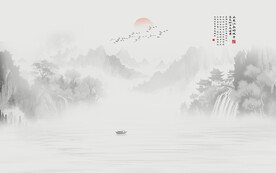 意境水墨江南水乡南图