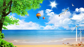 大海沙滩风景画