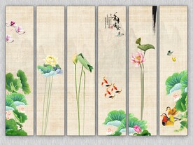 荷花六联画