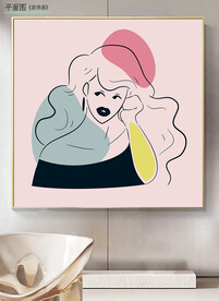 现代简约彩色艺术女郎装饰画