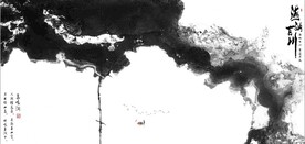 新中式抽象水墨山水风景背景墙