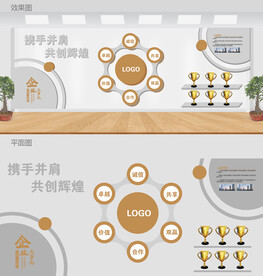 白色圆形公司文化形象墙